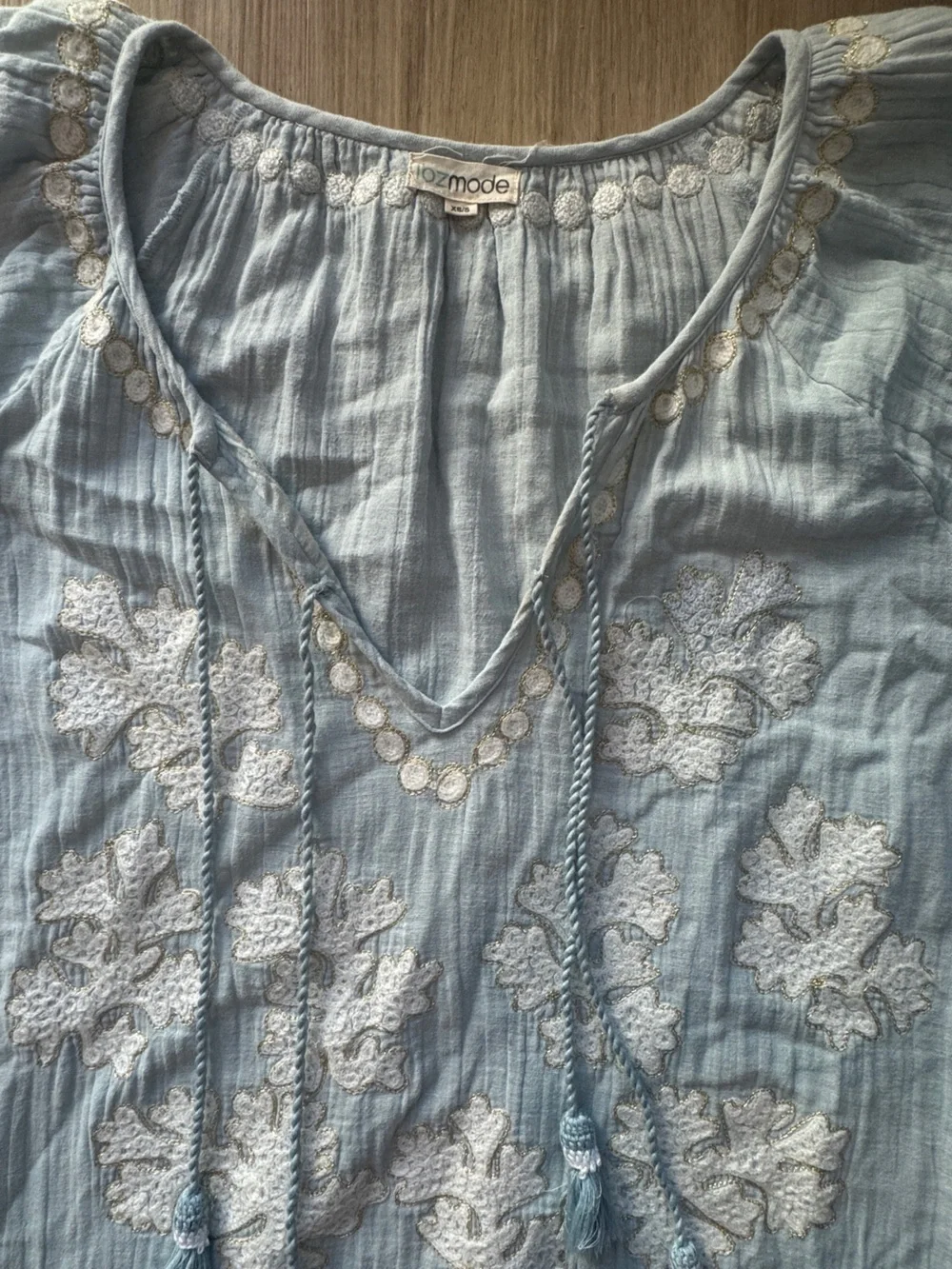 Ibiza Mode Kaftan Leaf Pale Blue sz XS/S